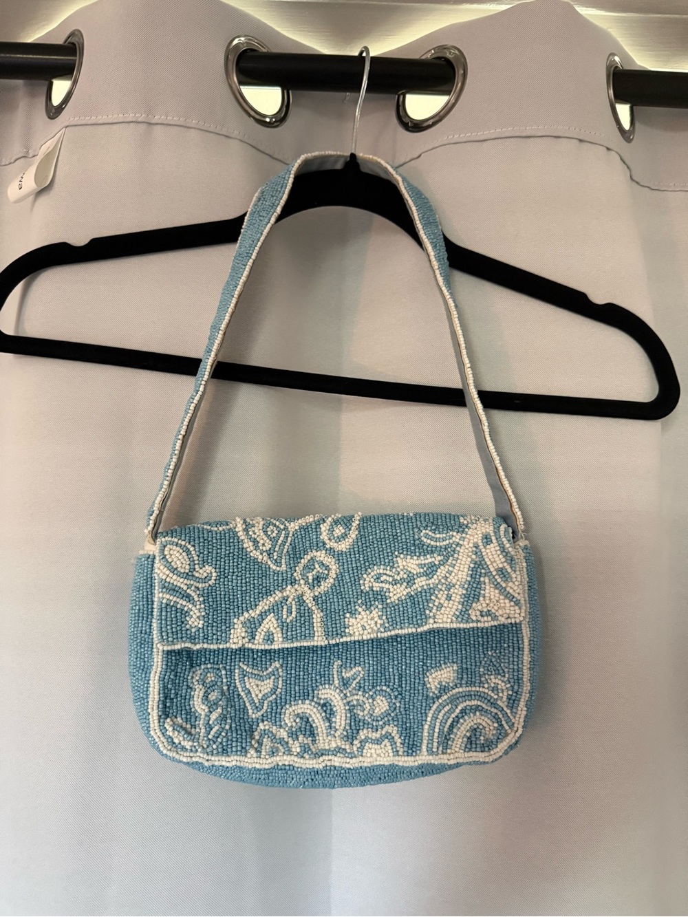 Anthropologie Blue Beaded Bag